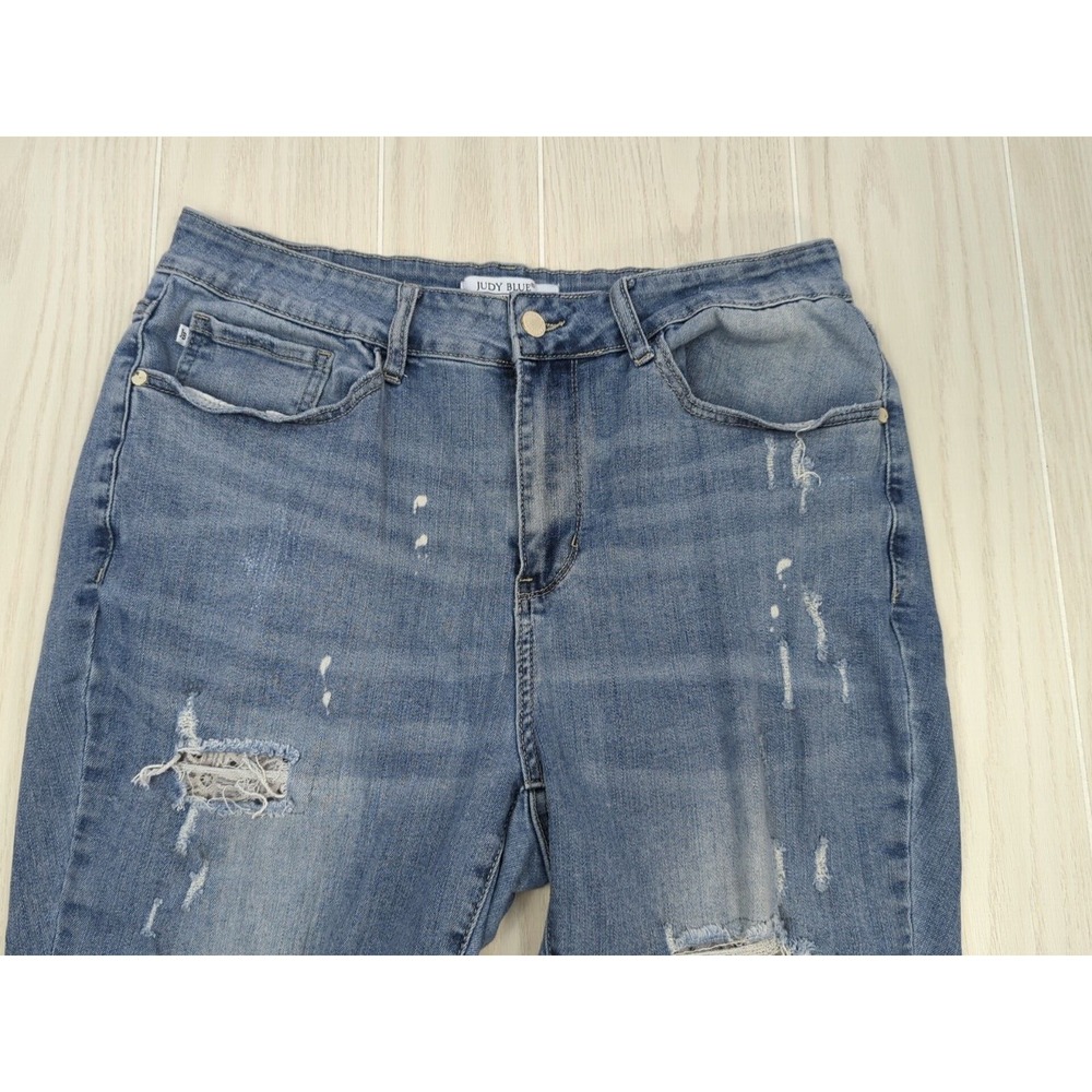 Judy Blue Lace Patch Skinny Jeans 18W destroyed mid rise - Picture 15 of 16